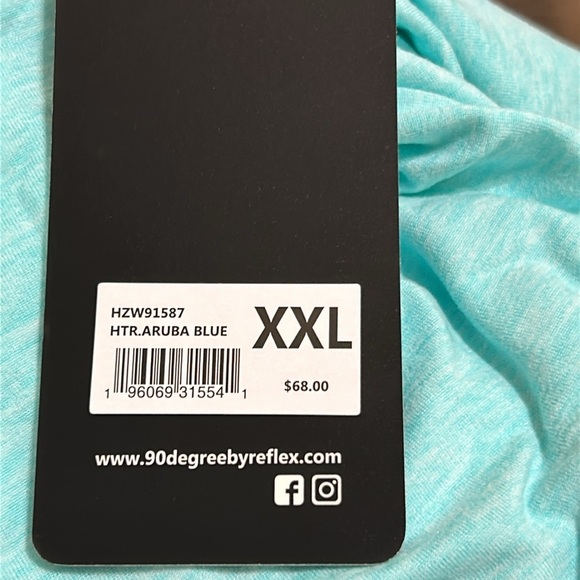 90 DEGREE BY REFLEX nwt Half Zip Pullover Hoodie Htr Aruba Blue. XXL - Picture 13 of 16